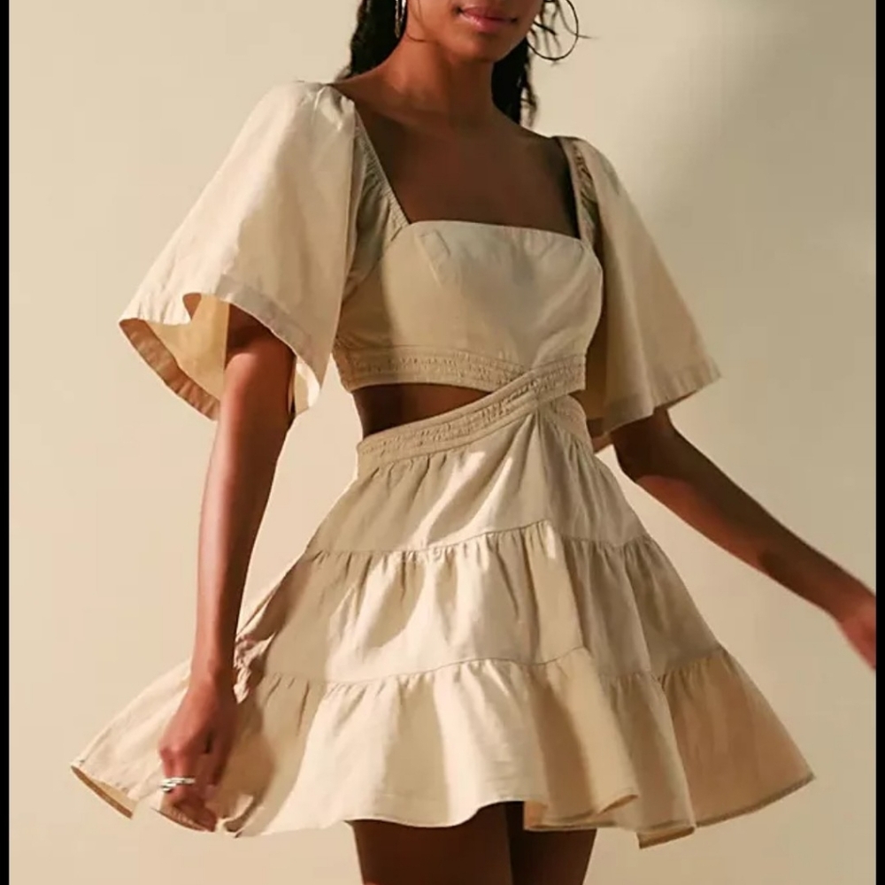 Free People Cross Of Sunlight Mini Endless Summer Smocked Square Neck Dress M